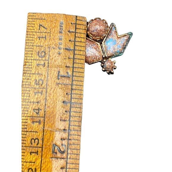 Vintage copper fleck and blue screw back earrings in arrow shape - Picture 7 of 7